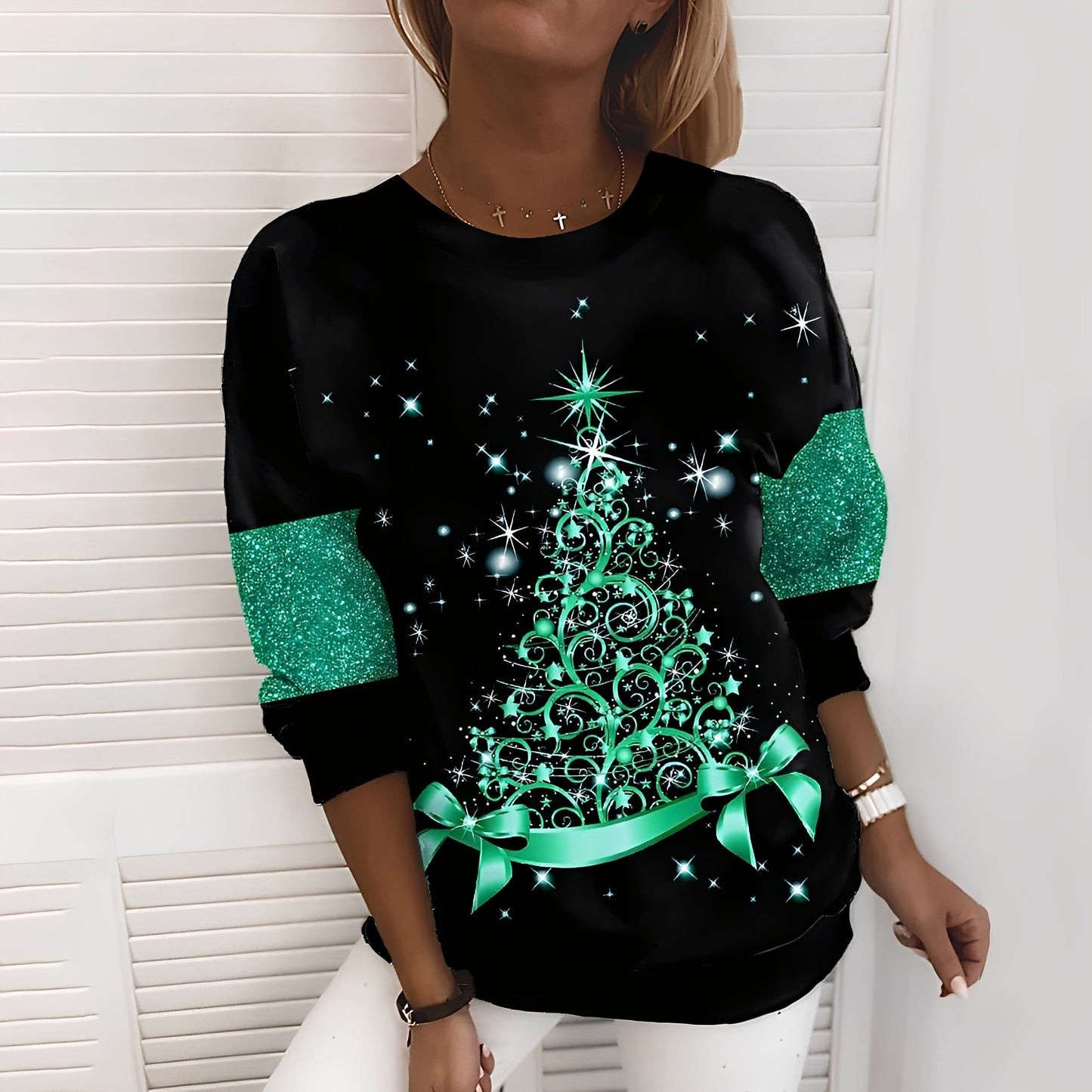 Elizabeth - Festlicher Damenpullover mit Tannenbaum-Muster