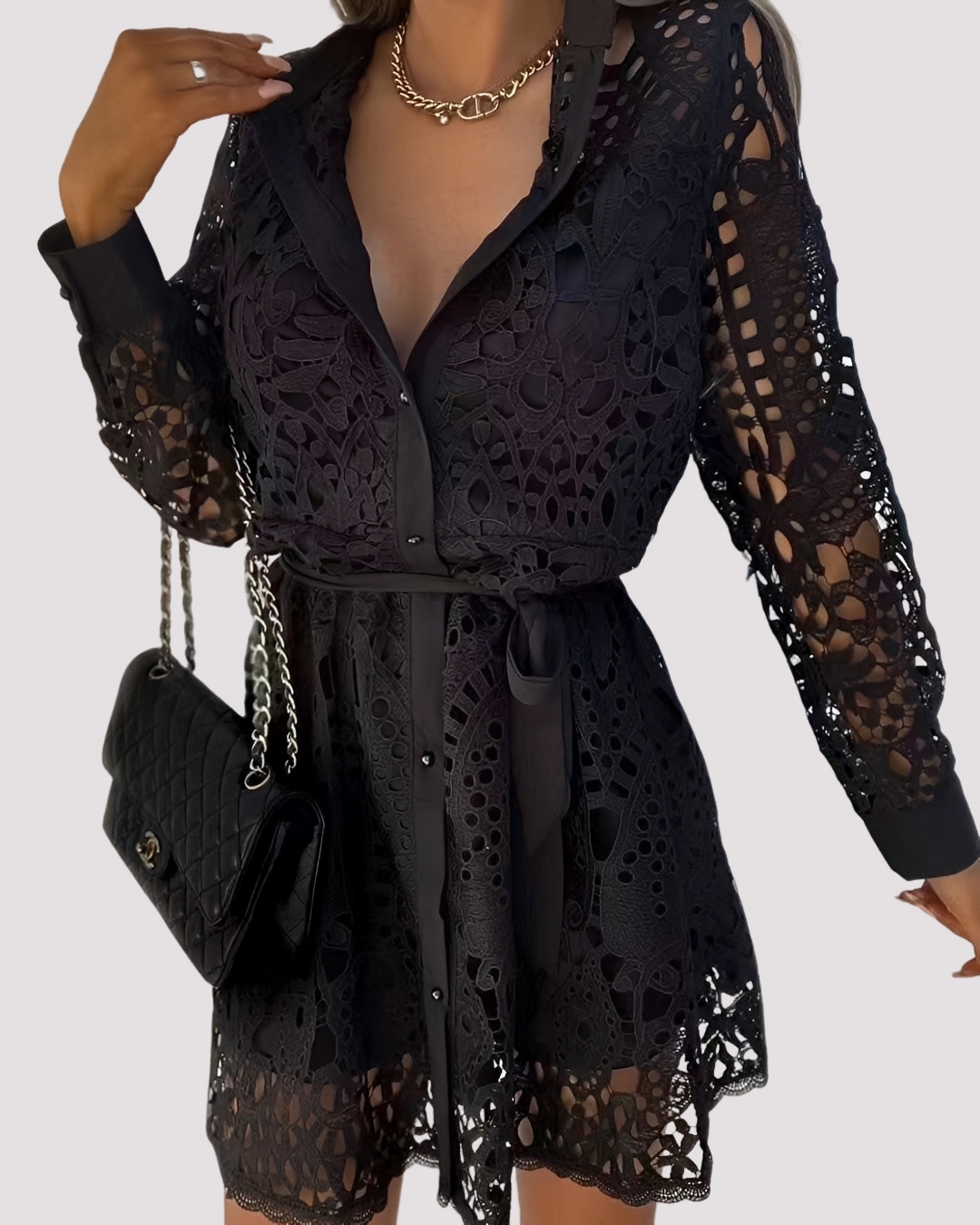 Lydia - Schickes Kurzes Kleid mit langen Ärmeln für Damen