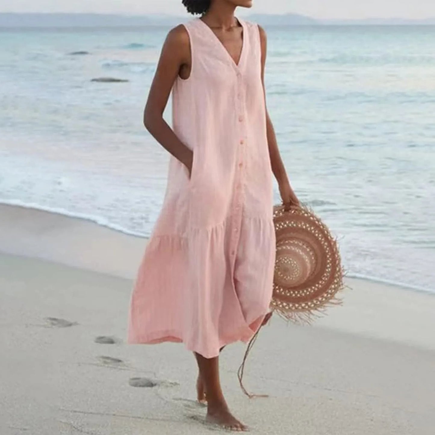 Brianna – Lockeres Sommerkleid mit V-Ausschnitt für Damen