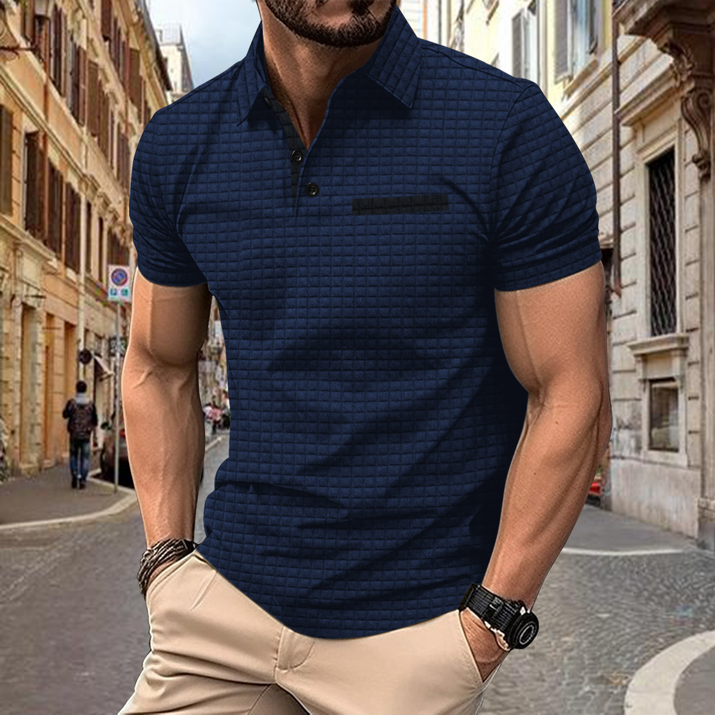Kohen - Sommer-Poloshirt mit Knopf für Männer