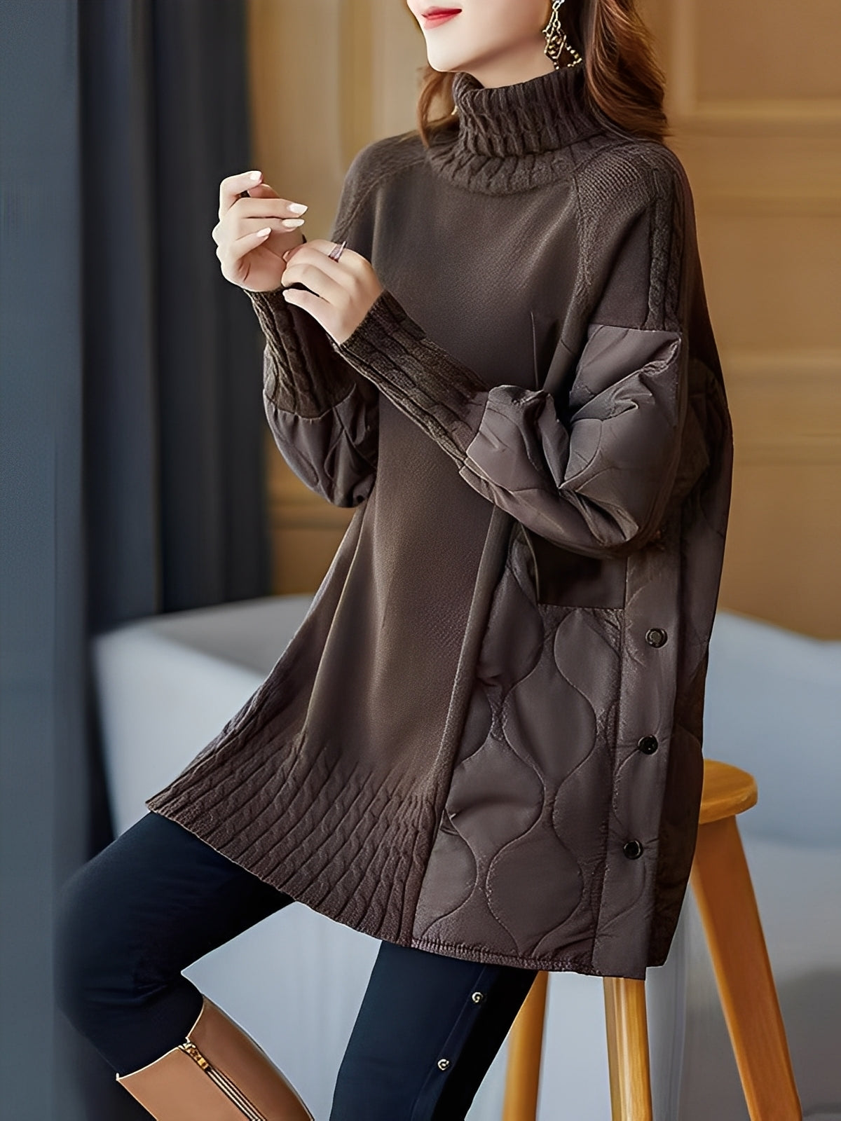 Vonda - Gemütlicher Damenpullover mit hohem Rollkragen
