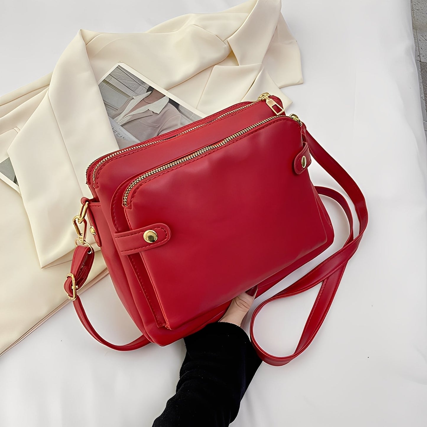 Michaela - Klassische Damen-Lederschultertasche