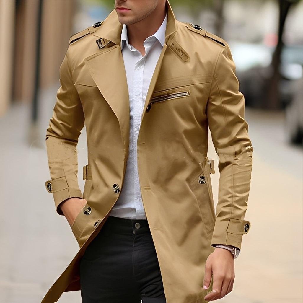 Ansel - Eleganter Herren-Trenchcoat mit Kragen