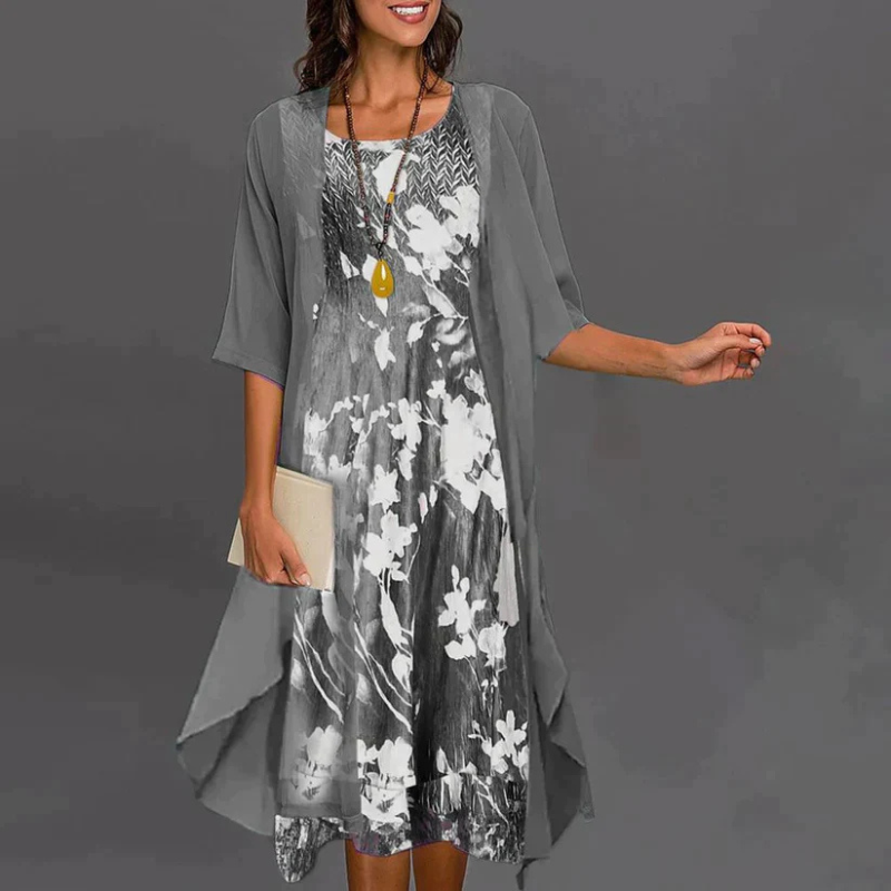 Celia – Kurzes Kleid mit Blumenmuster und Blazer