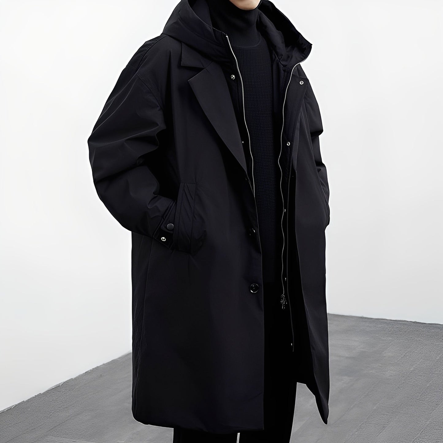 Jordon - Long, versatile men's trench coat with hood