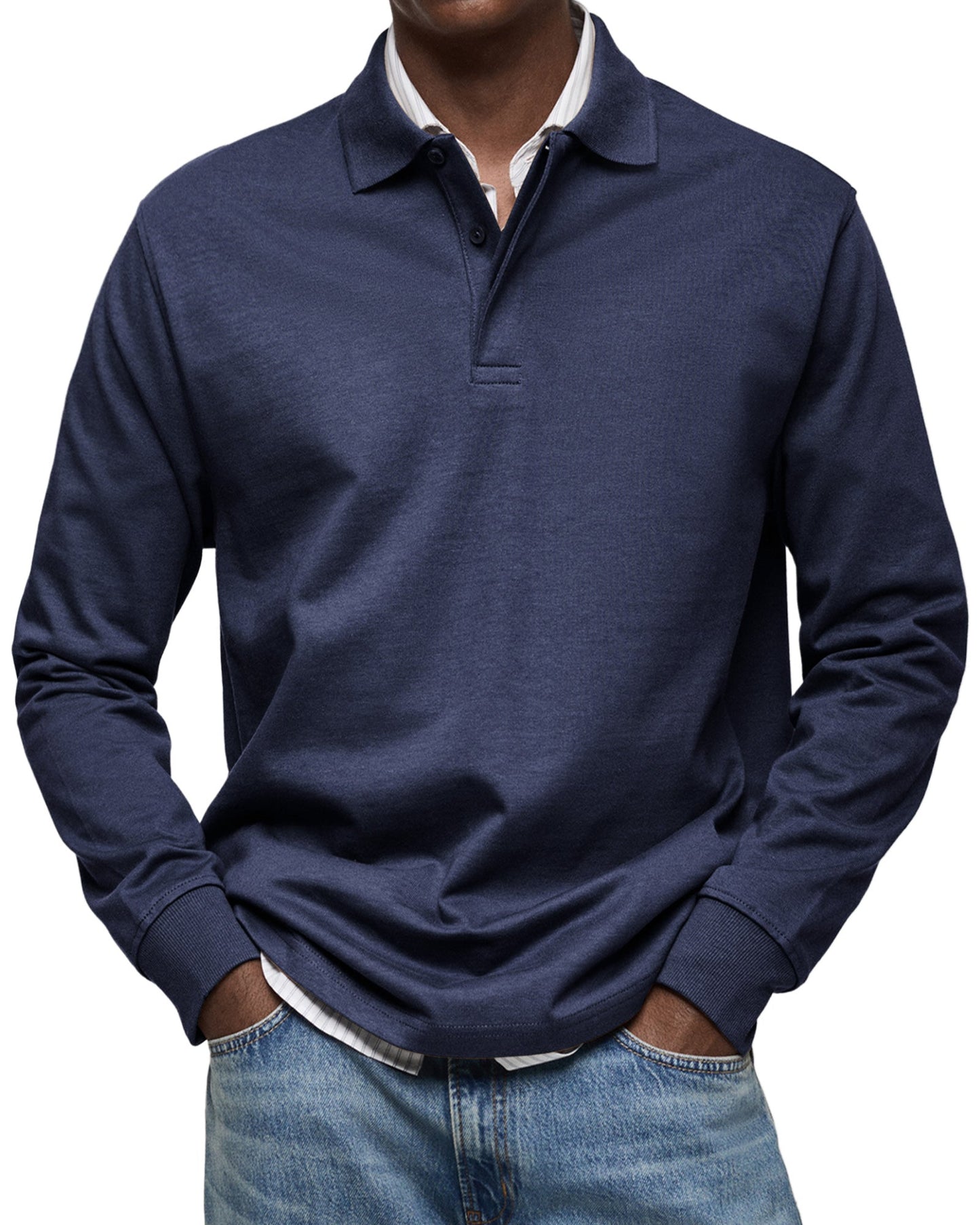 Dewey - Einfaches Herren-Langarm-Poloshirt