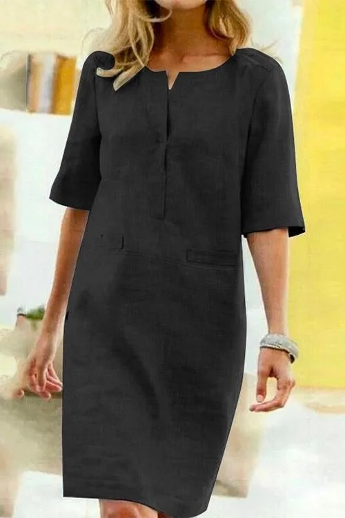 Alesandra - Komfortables Kleid aus Baumwolle und Leinen