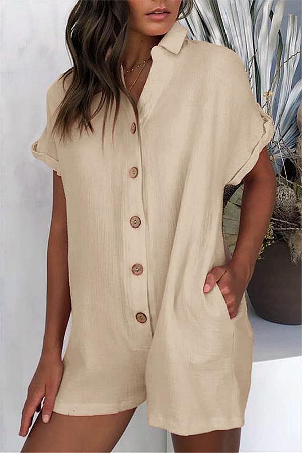 Helena - Einfacher, kurzärmeliger Damen-Jumpsuit