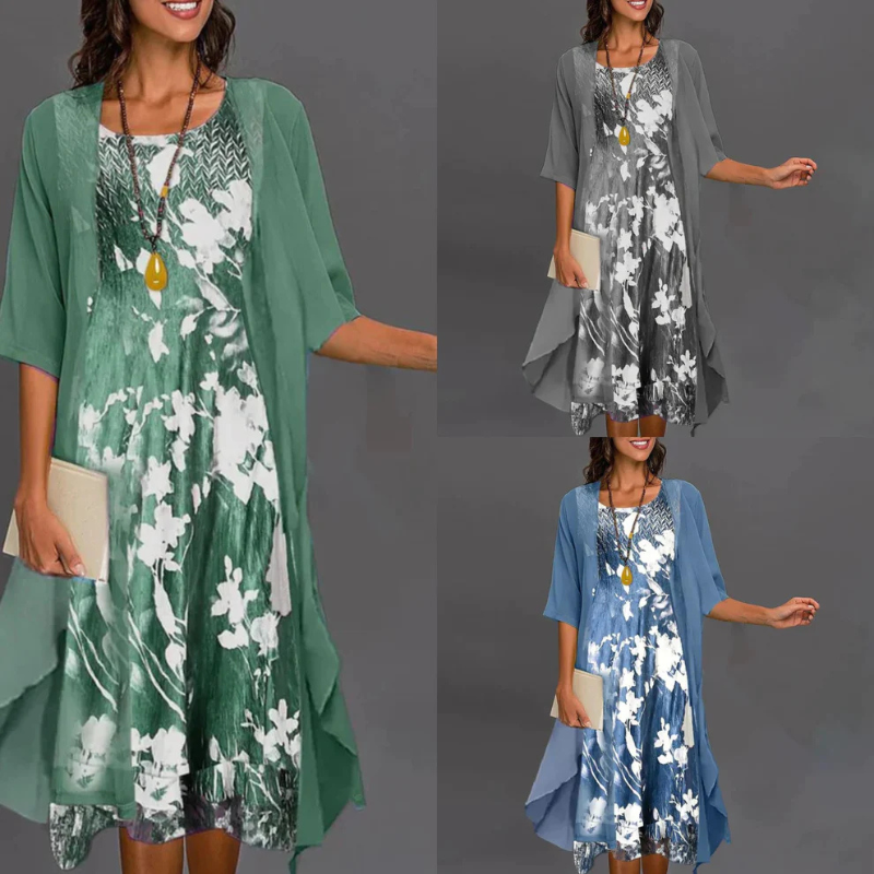 Celia – Kurzes Kleid mit Blumenmuster und Blazer