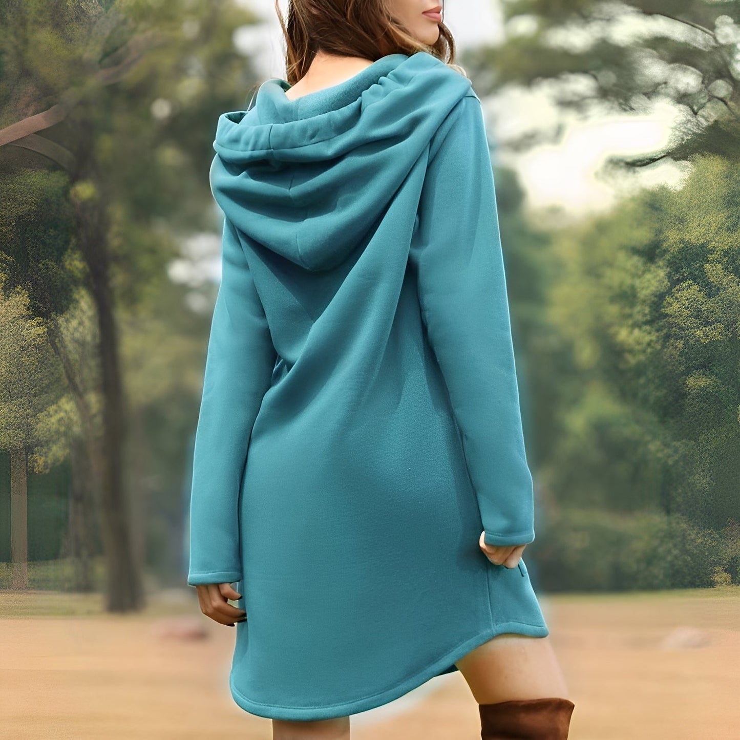 Glenna - Langes, lockeres Damenkapuzenkleid