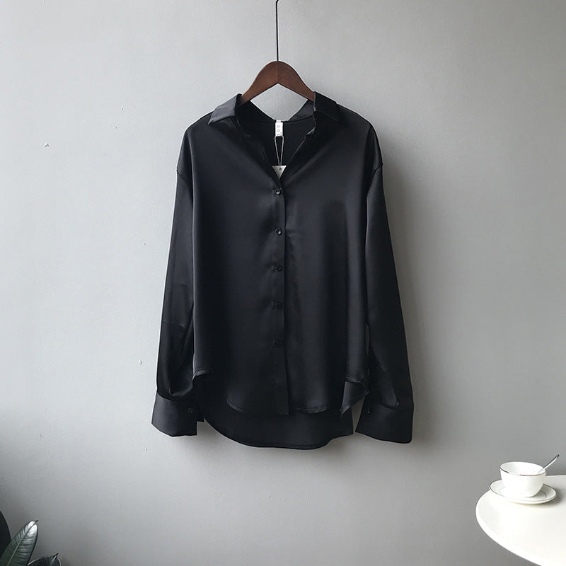 Briana - Elegante Satin-Seidenbluse mit Knöpfen für Damen