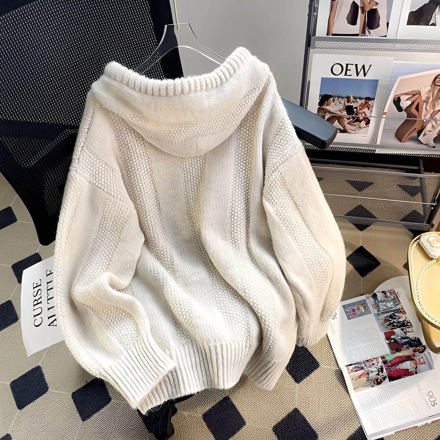 Haylee - Gemütlicher Strick-Hoodie mit Knöpfen für Damen
