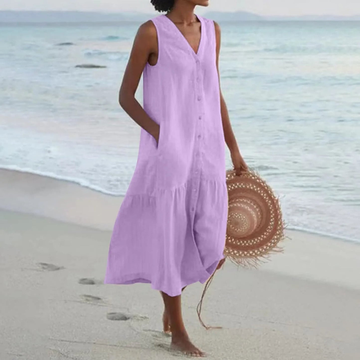 Brianna – Lockeres Sommerkleid mit V-Ausschnitt für Damen