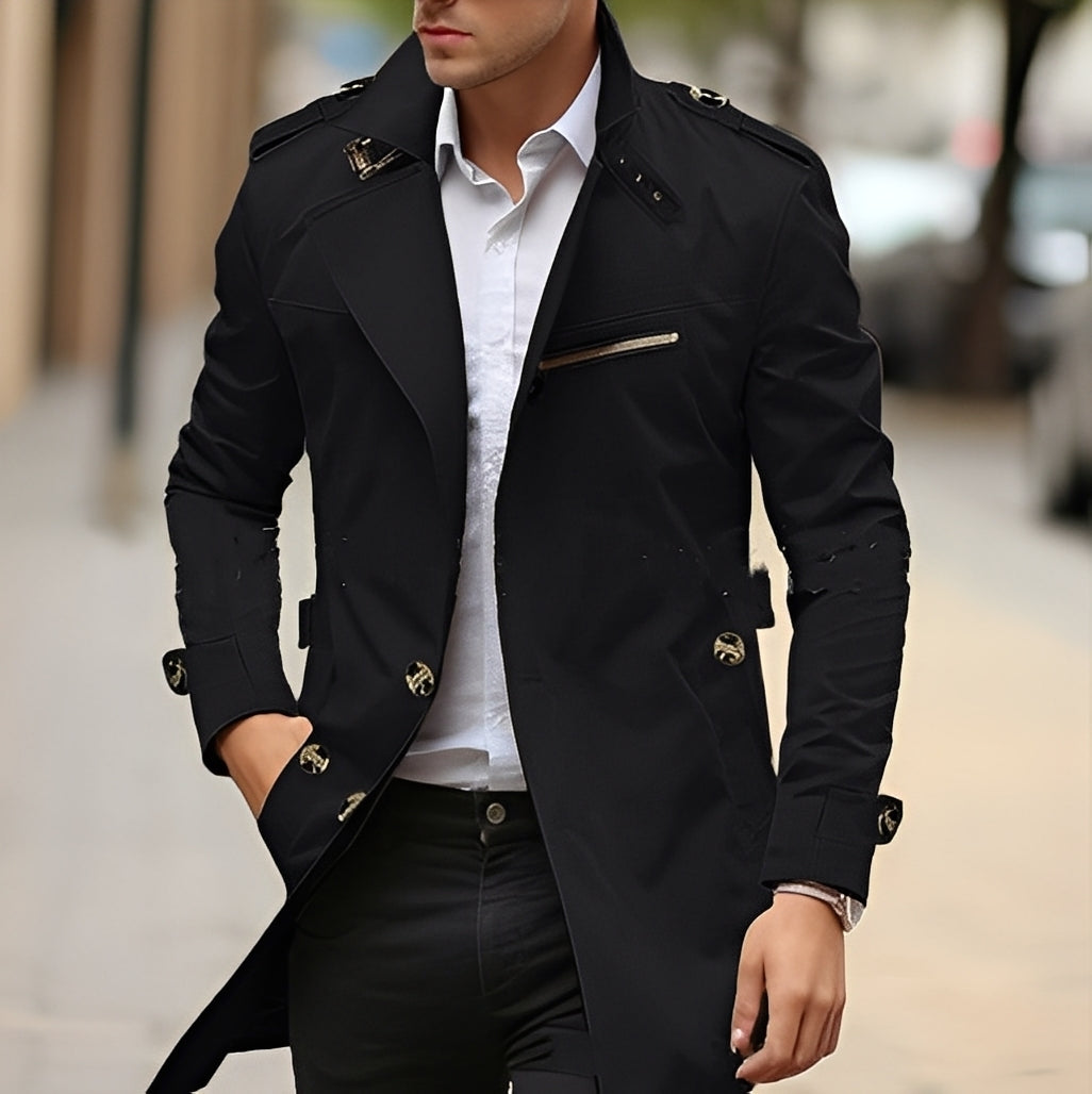 Ansel - Eleganter Herren-Trenchcoat mit Kragen