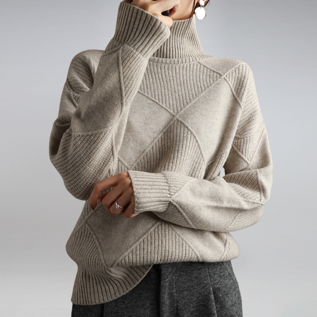 Ashlie - Bequemer, warmer Damenpullover mit Rollkragen