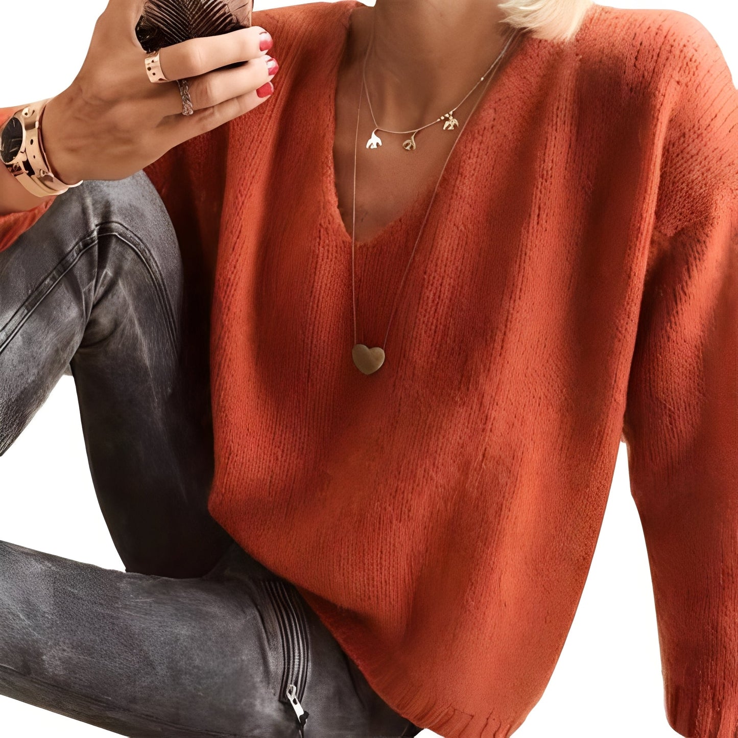 Dorris - Bequemer, schlichter Pullover mit langen Ärmeln für Frauen