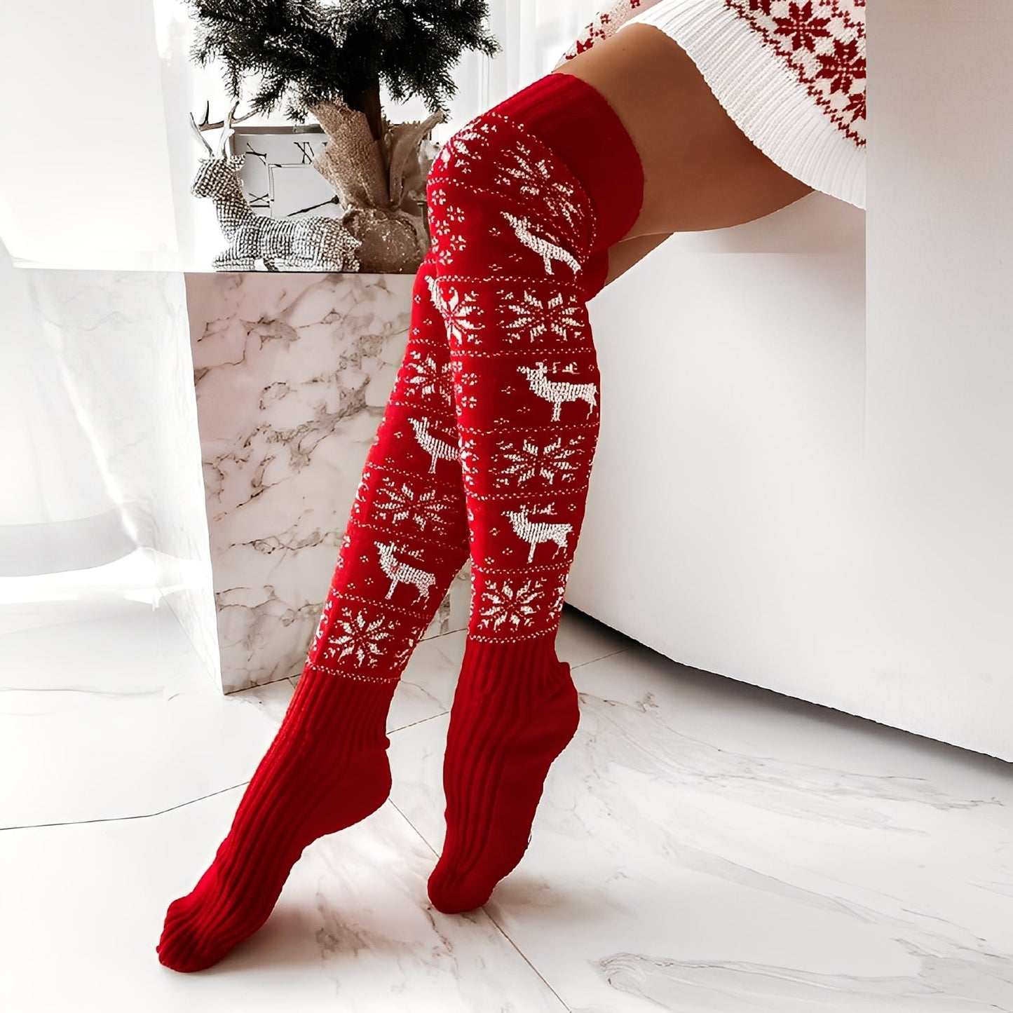 Carol - Stilvolle gestrickte Weihnachtssocken für Damen
