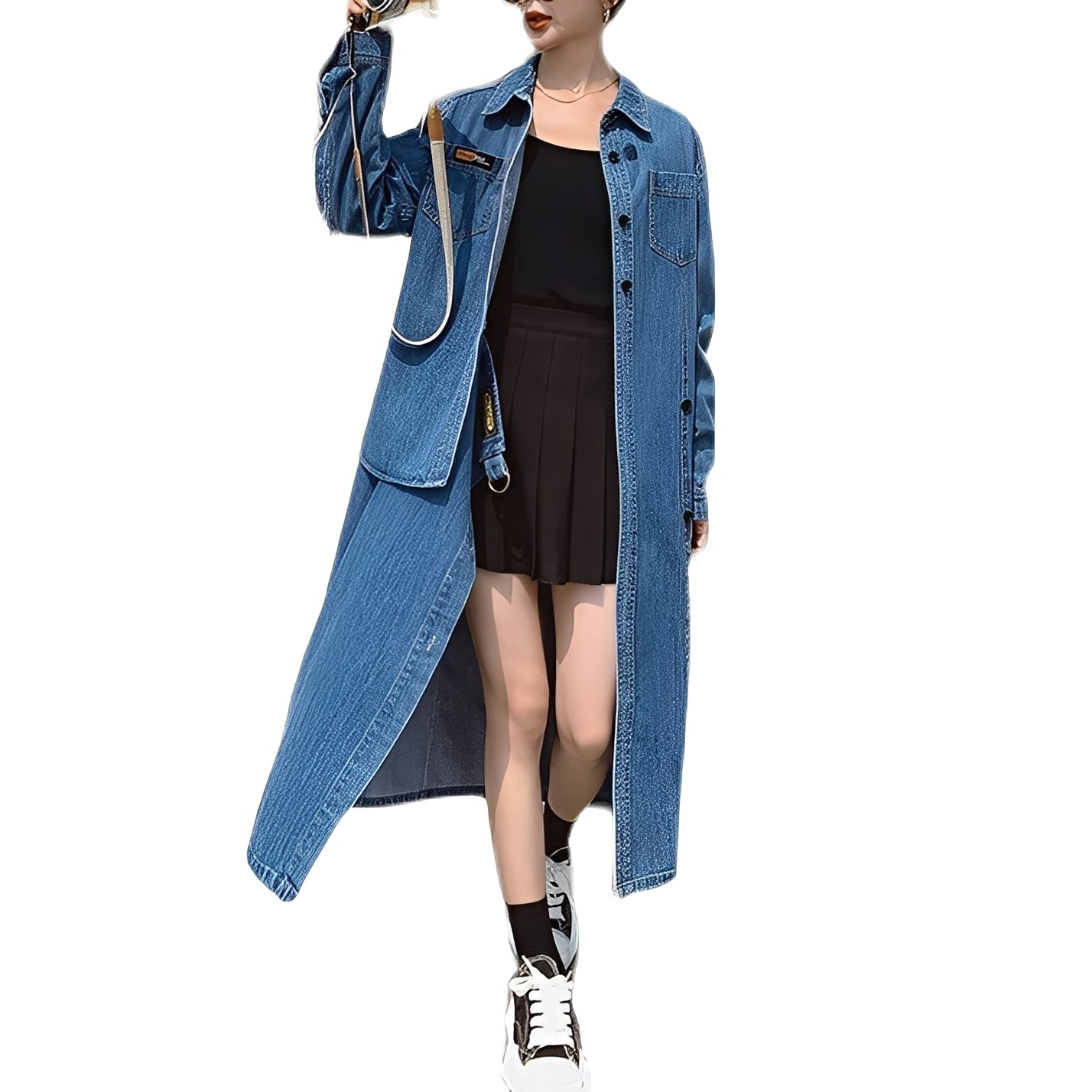 Christabel - Langes Jeanskleid im Retro-Stil mit Taschen für Damen