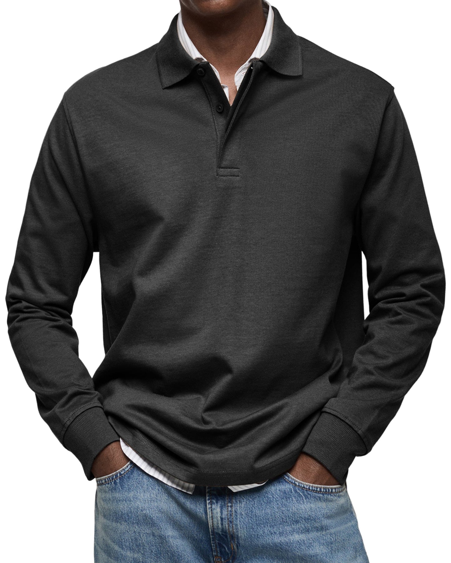 Dewey - Einfaches Herren-Langarm-Poloshirt
