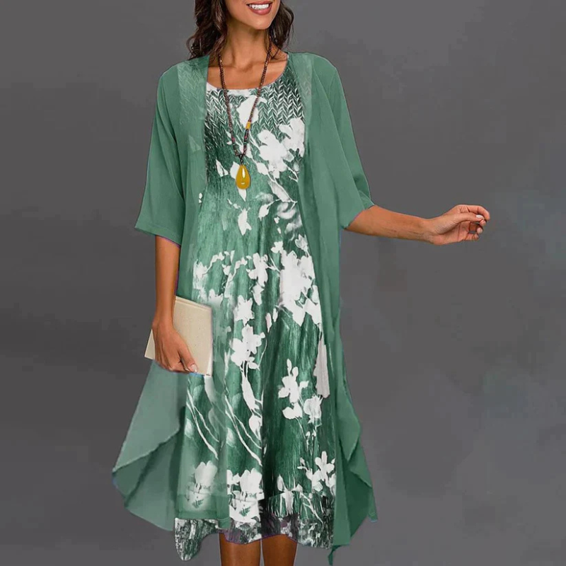 Celia – Kurzes Kleid mit Blumenmuster und Blazer