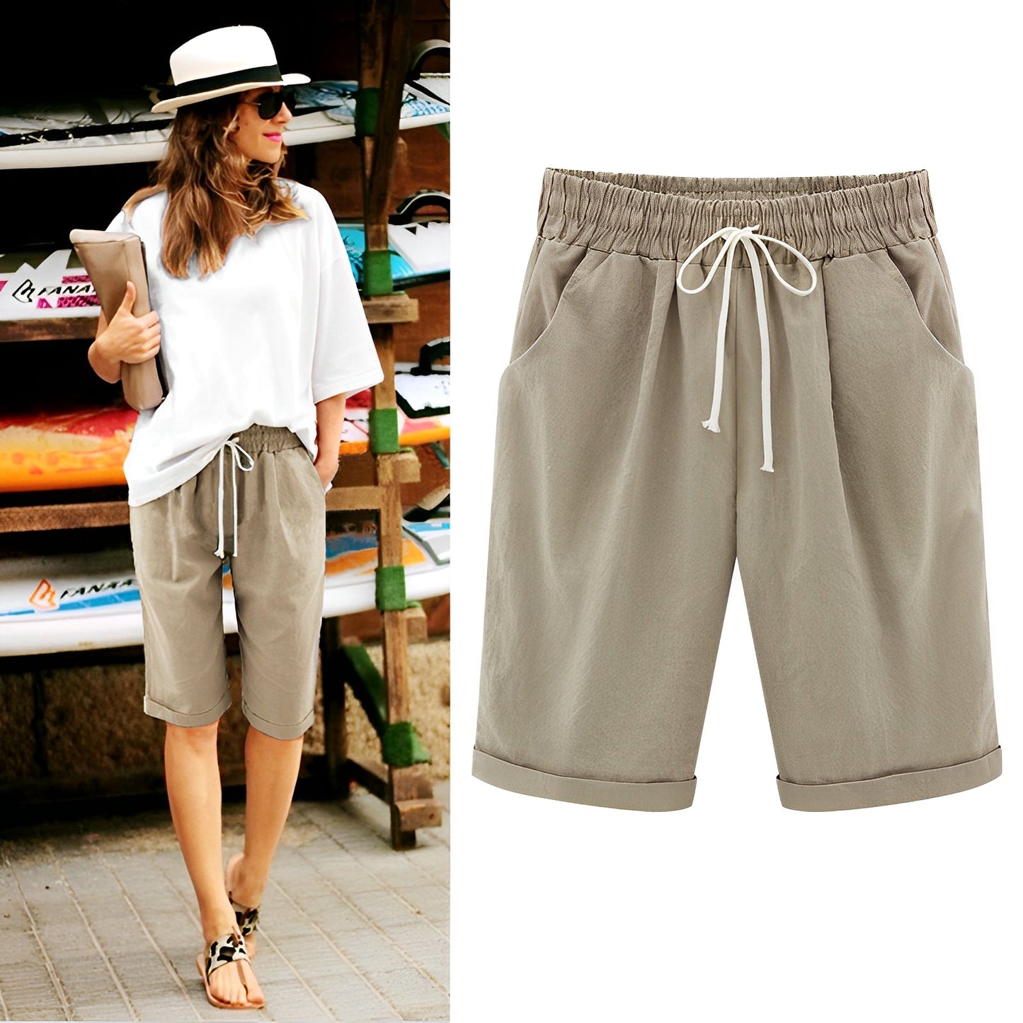 Dona - Bequeme elastische Sommerschorts für Damen