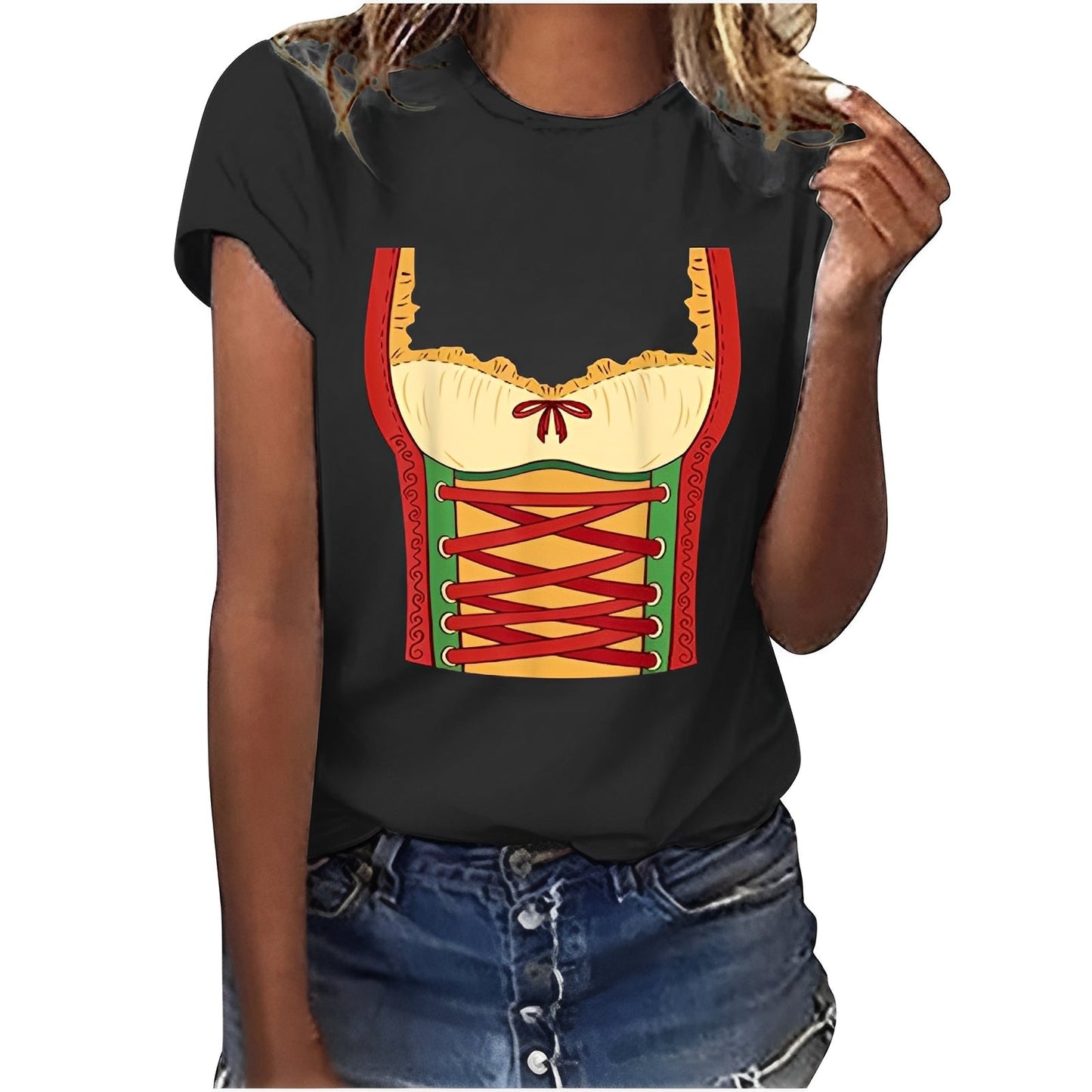 Hazel - Lockeres Oktoberfest-Shirt mit Druck für Damen
