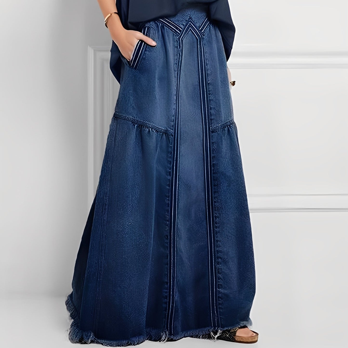 Jordyn - Bequemer, dehnbarer Damen-Jeansrock mit Taschen
