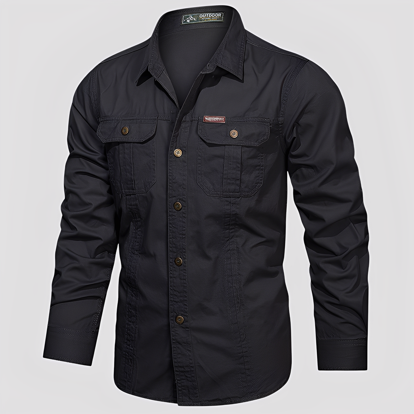 Ranulph - Bequemes Herren-Cargo-Shirt mit langen Ärmeln