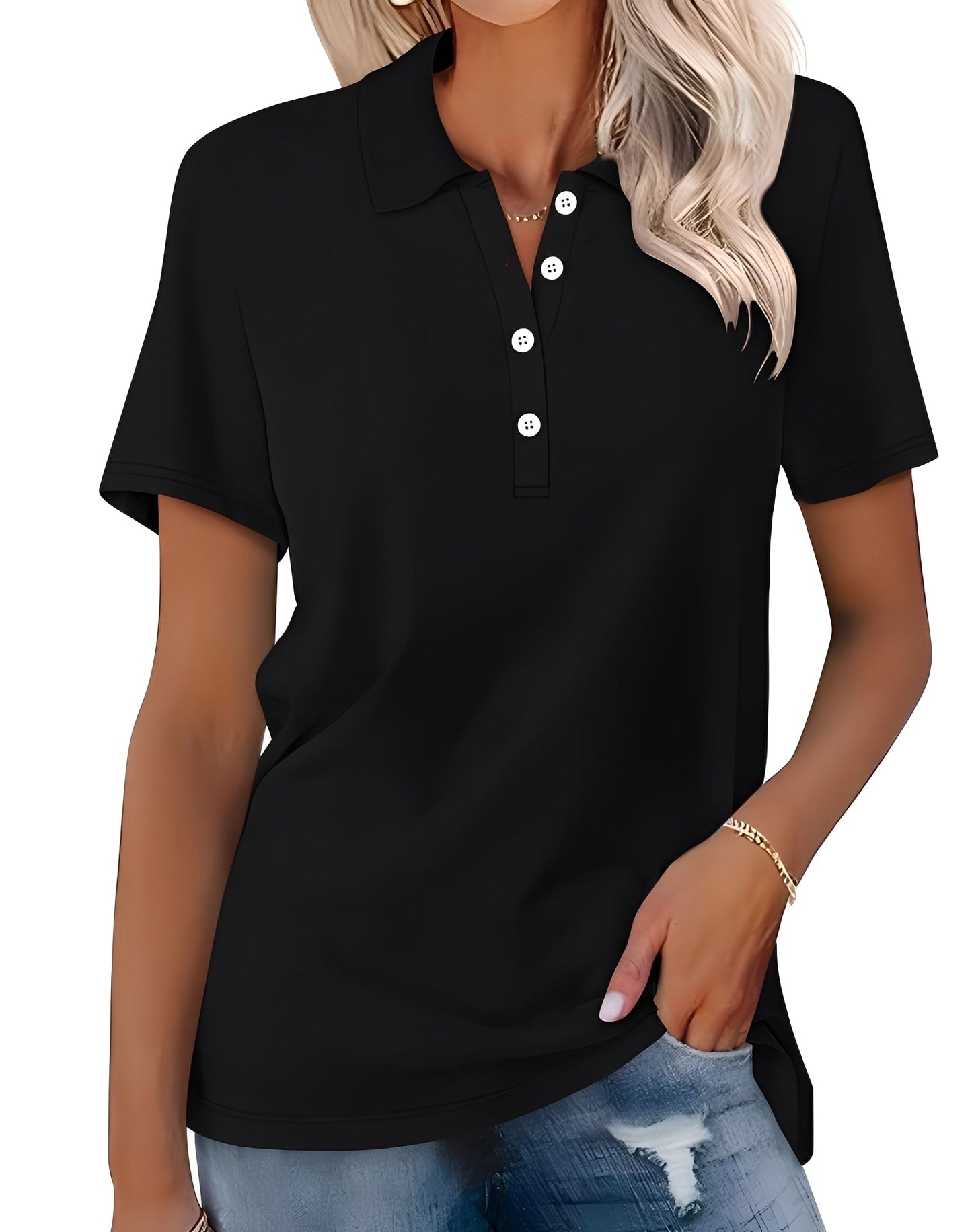 Glenna - Bequemes, figurbetontes Kurzarm-Poloshirt für Damen