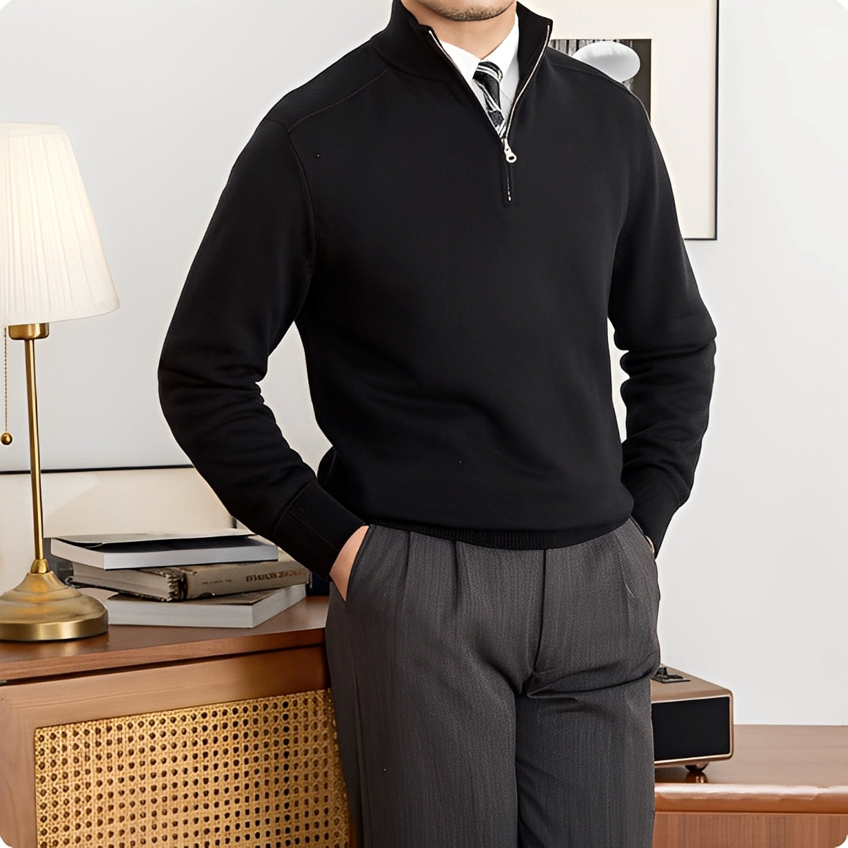 Wystan - Stylový vlněný pletený svetr pro muže