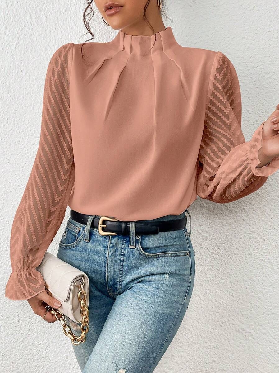 Cassandra - Elegantes langärmliges Chiffon-Top für Damen