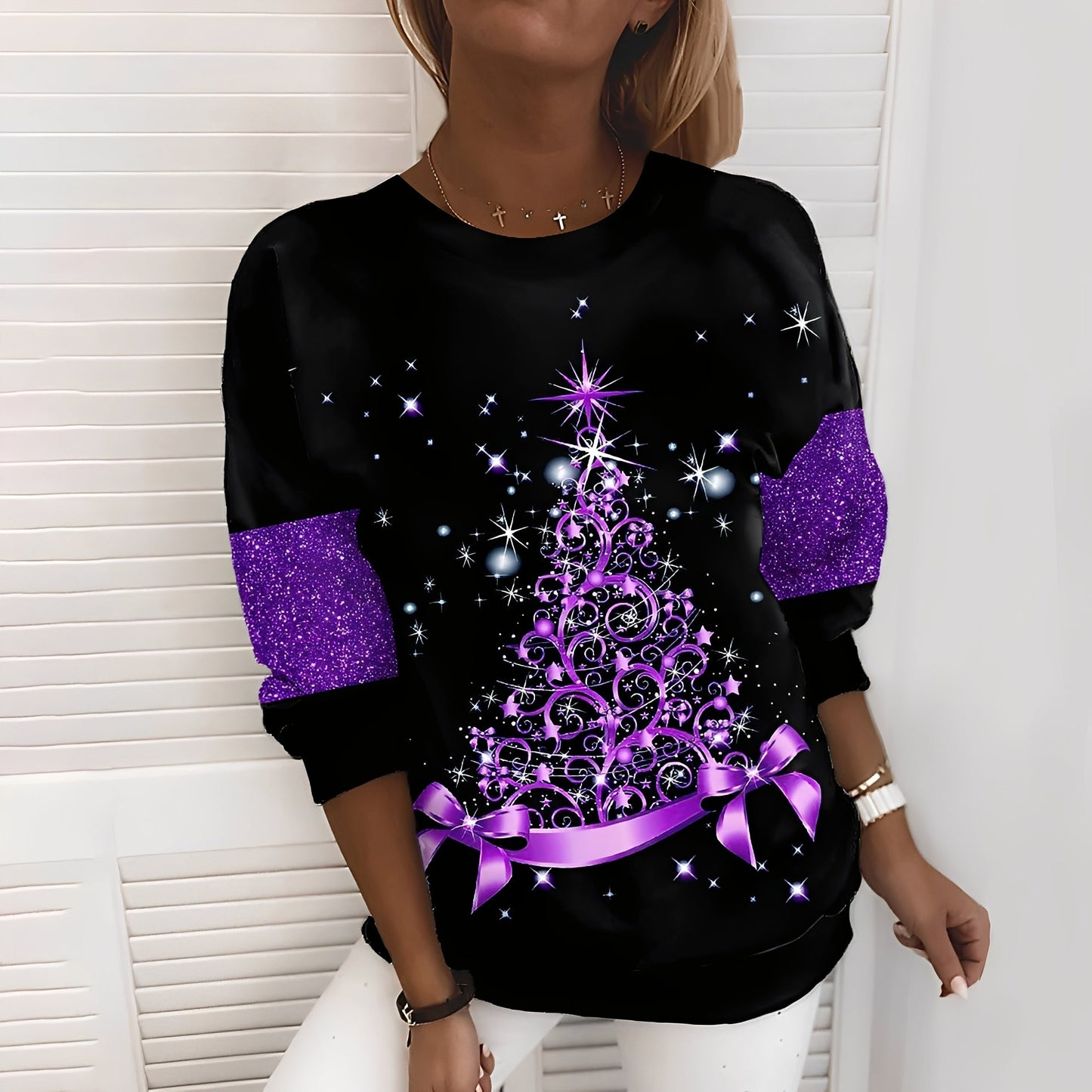 Elizabeth - Festlicher Damenpullover mit Tannenbaum-Muster