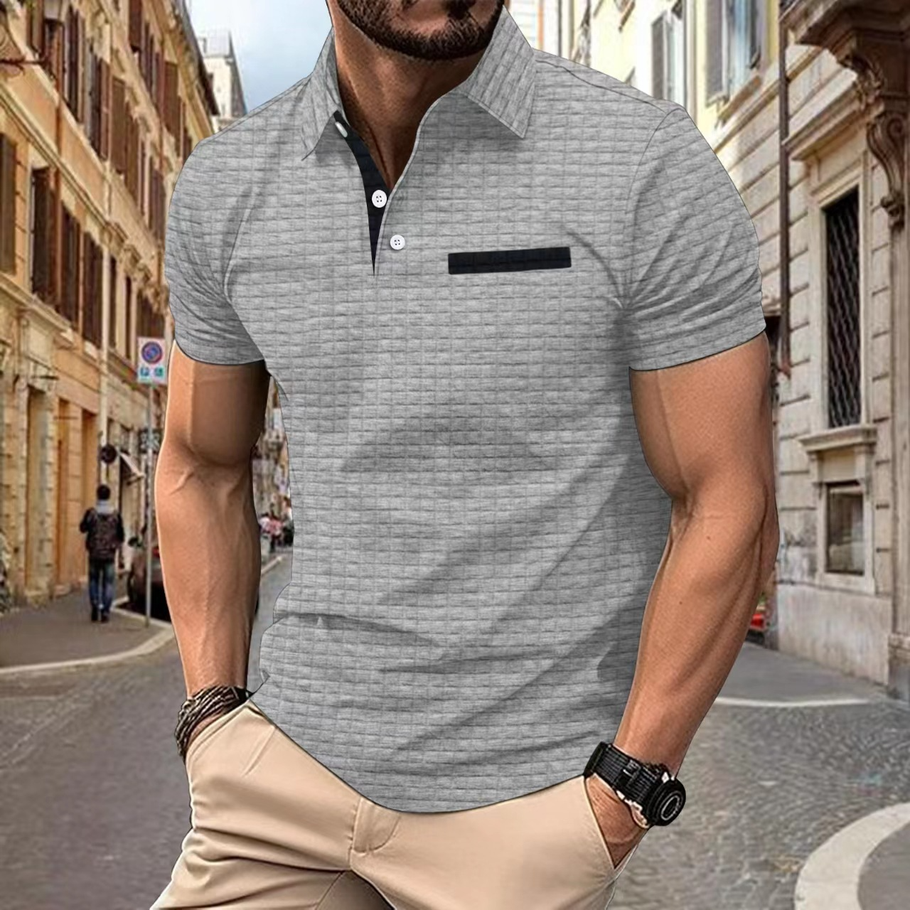 Kohen - Sommer-Poloshirt mit Knopf für Männer