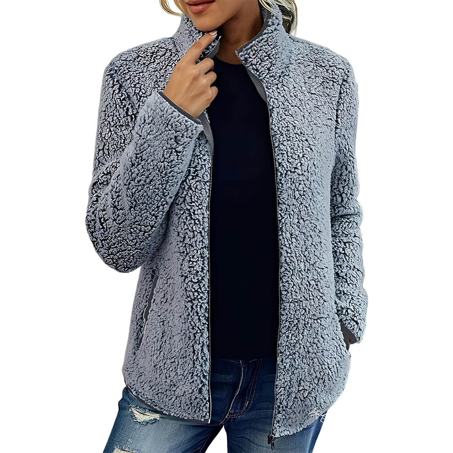 Alethea - Damen Fleece-Samtmantel im schicken Stil