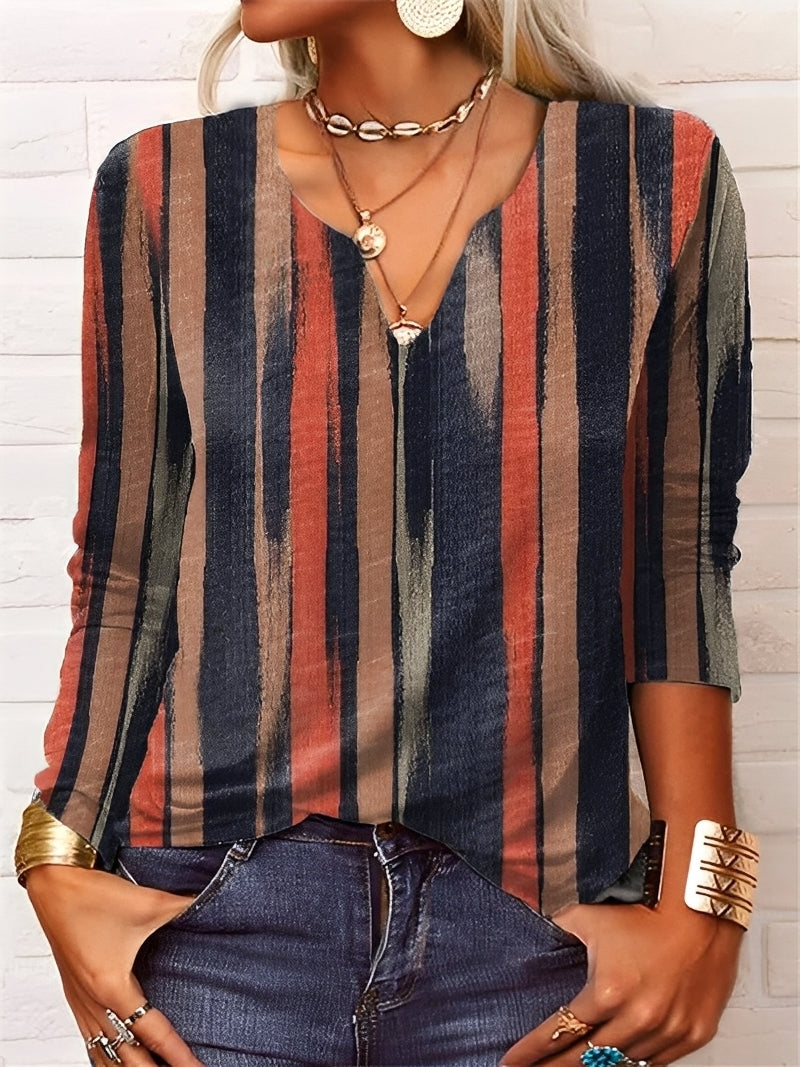 Denise - Damen Boho-Bluse mit V-Ausschnitt und Knöpfen