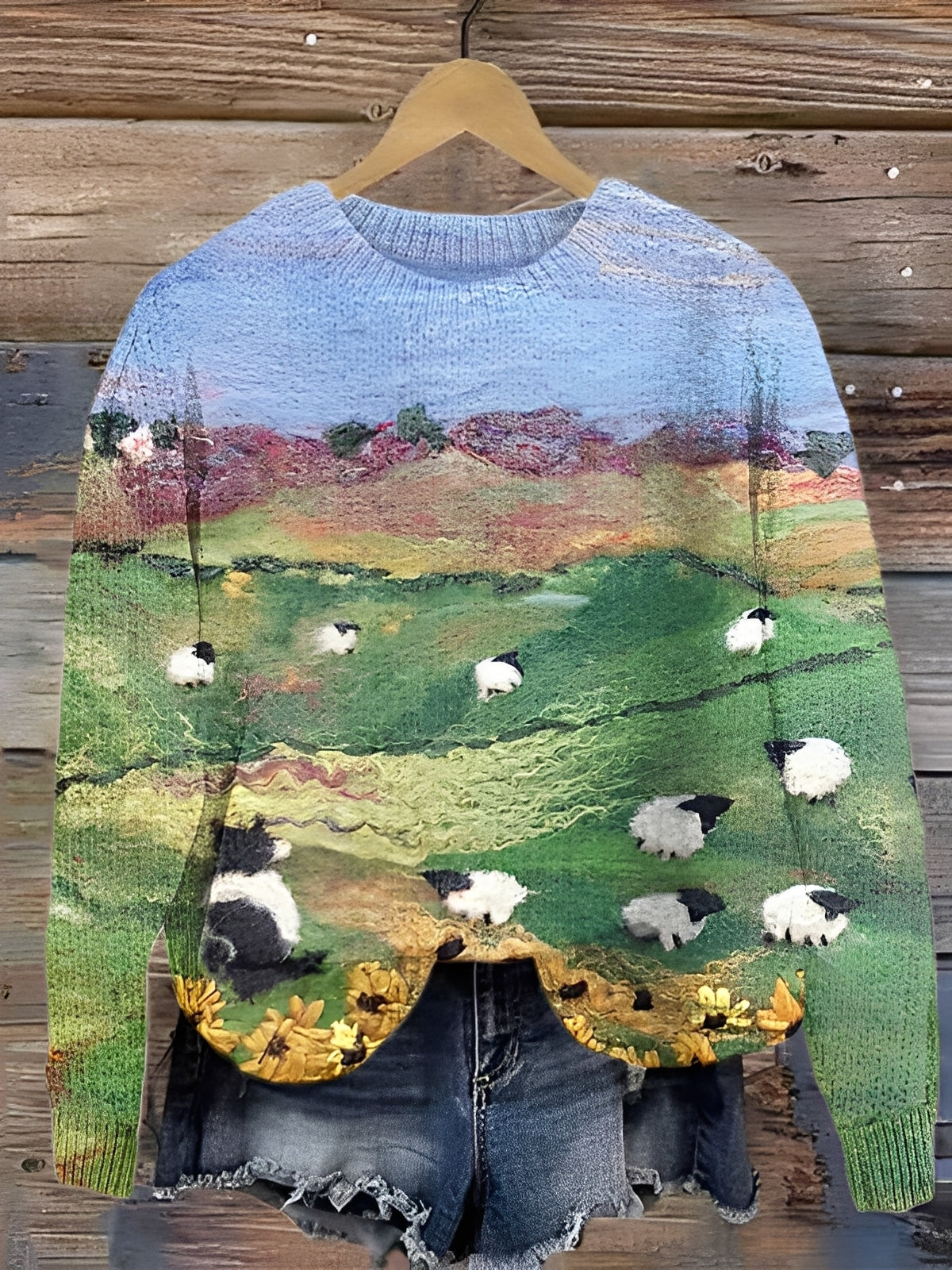 Tawnee - Warmer Wollpullover mit Druck für Damen