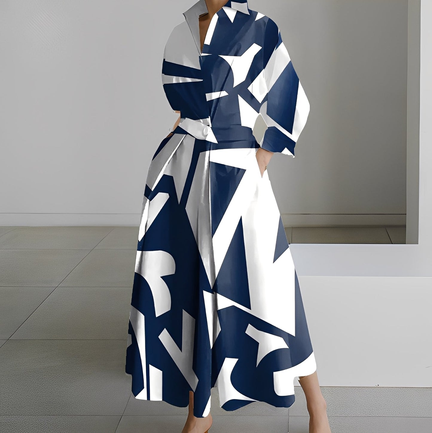 Lavina - Bequemes Kleid mit langen Ärmeln und Taschen für Damen