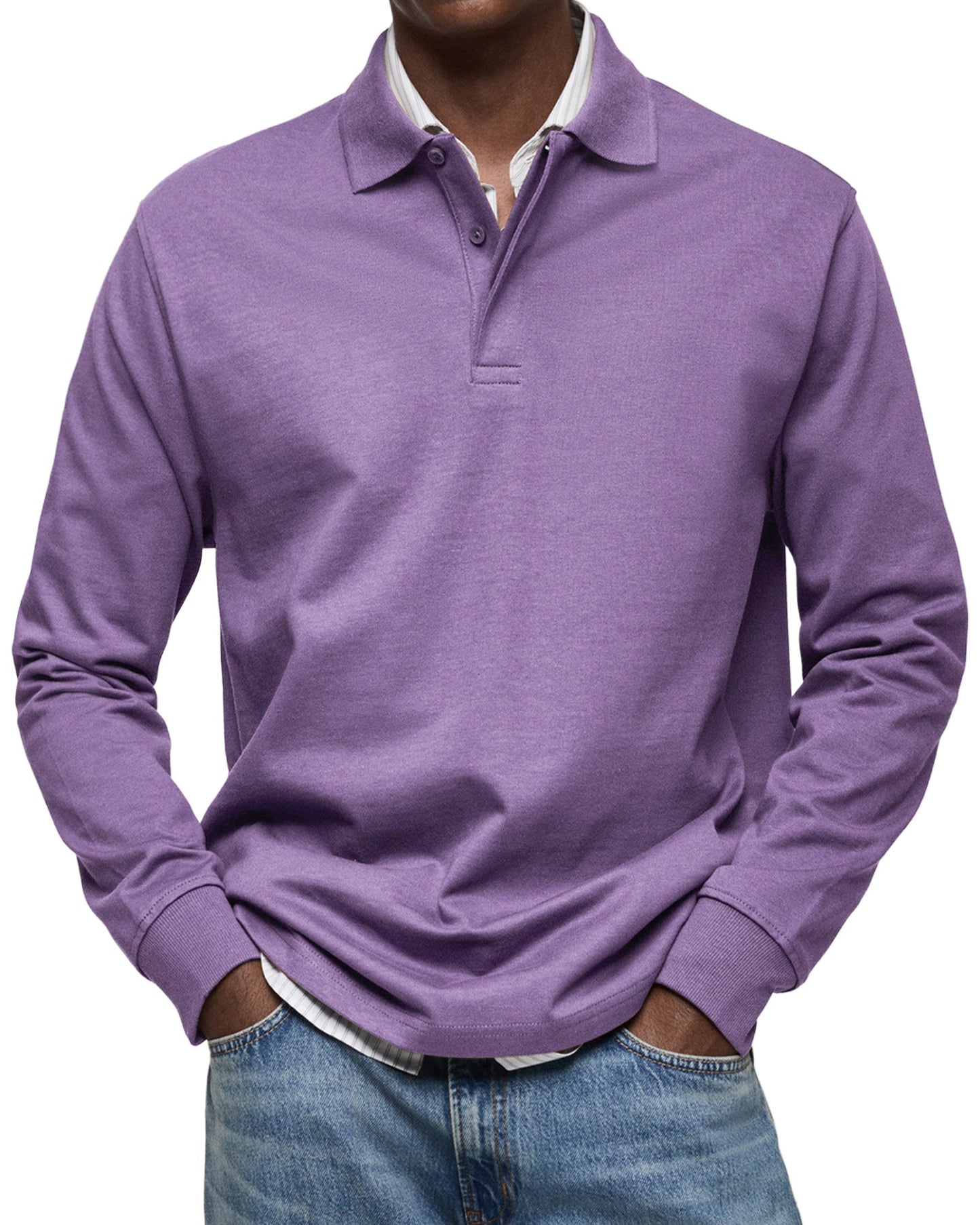 Dewey - Einfaches Herren-Langarm-Poloshirt