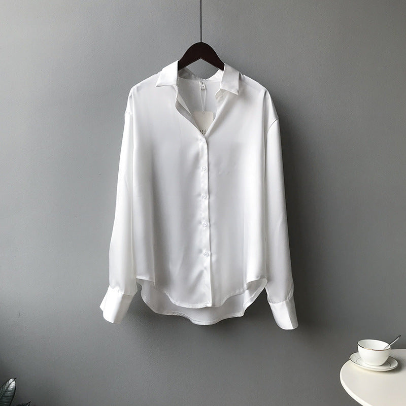 Briana - Elegante Satin-Seidenbluse mit Knöpfen für Damen