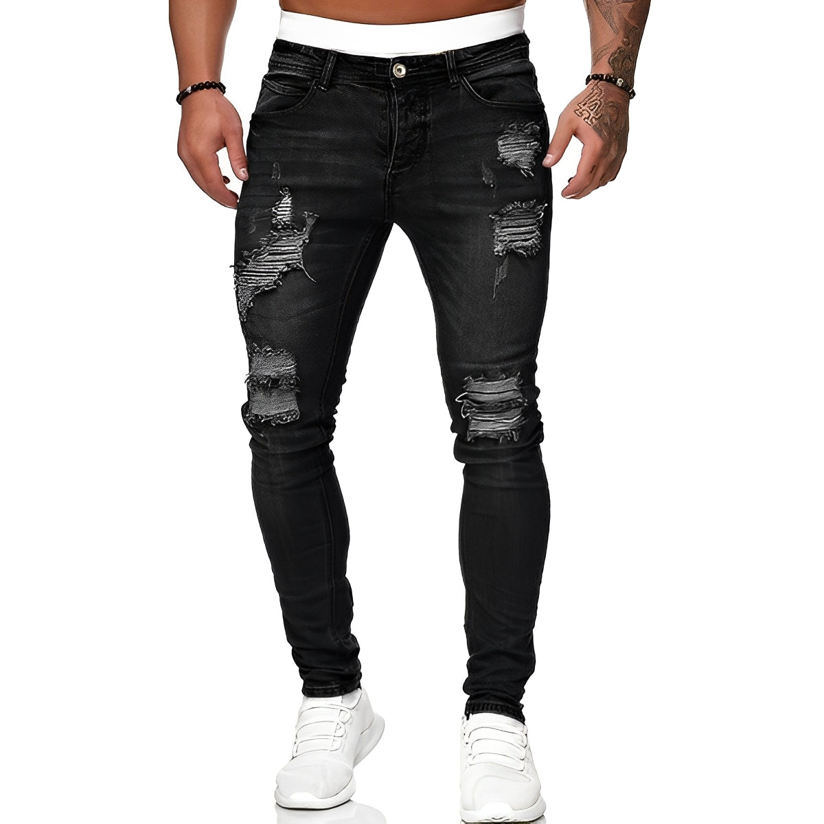 Claud - Herren-Slim-Fit-Jeans mit Löchern