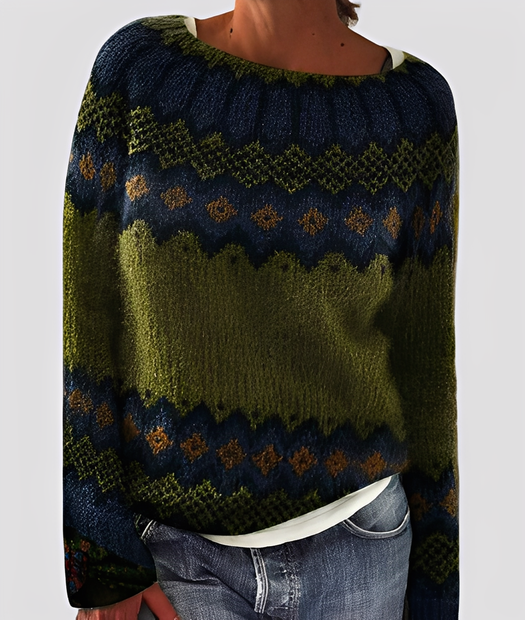 Christal - Elegancki, luźno skrojony damski sweter z wełny