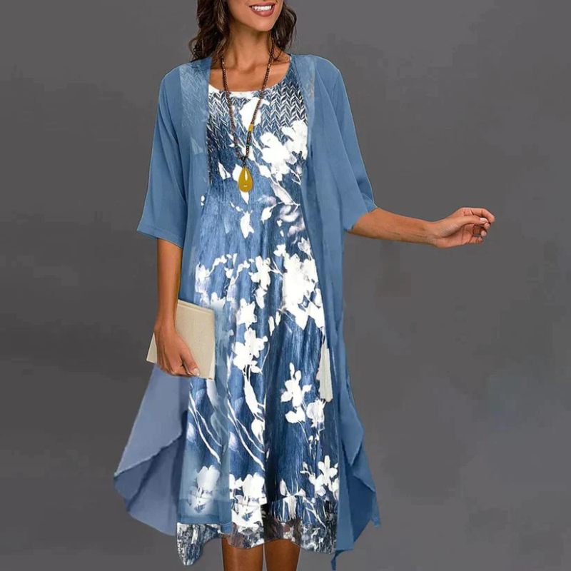 Celia – Kurzes Kleid mit Blumenmuster und Blazer