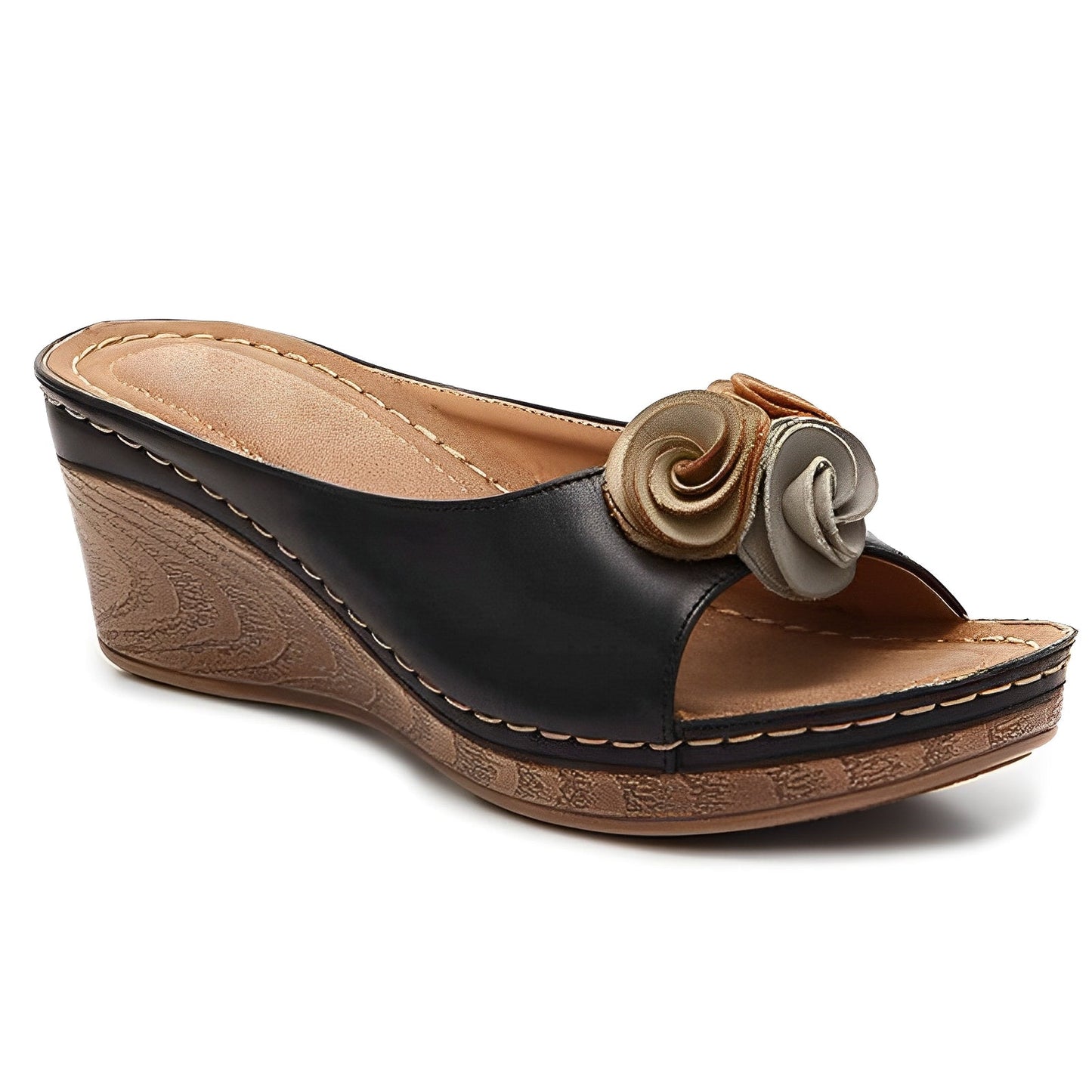 Elora - Damen-Keilabsatzsandalen mit Blumendesign