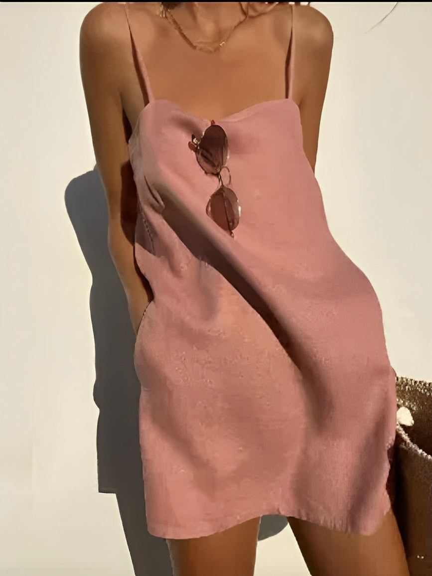 Hellen - Ärmelloses kurzes Boho-Trägerkleid für Damen