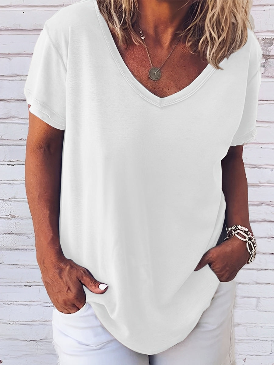 Dayna - Damen-T-Shirt mit V-Ausschnitt und kurzen Ärmeln