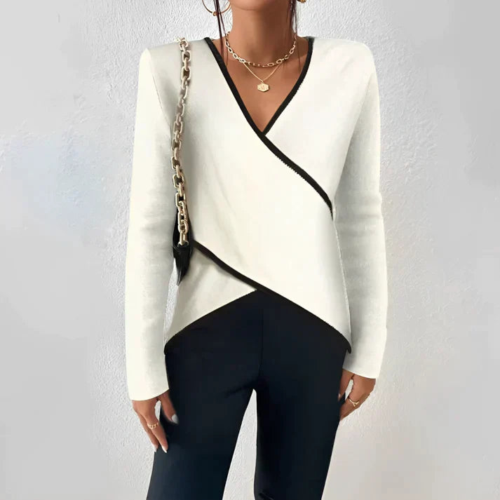 Freydis - Damen Langarmshirt mit V-Ausschnitt