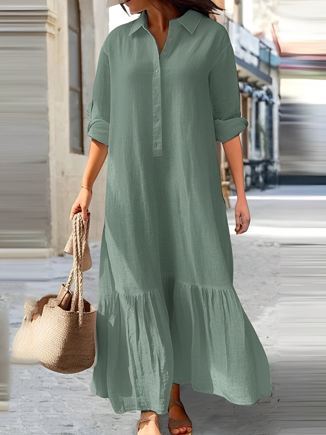 Aubriana - Lockeres, ungleichmäßiges Sommerkleid für Frauen