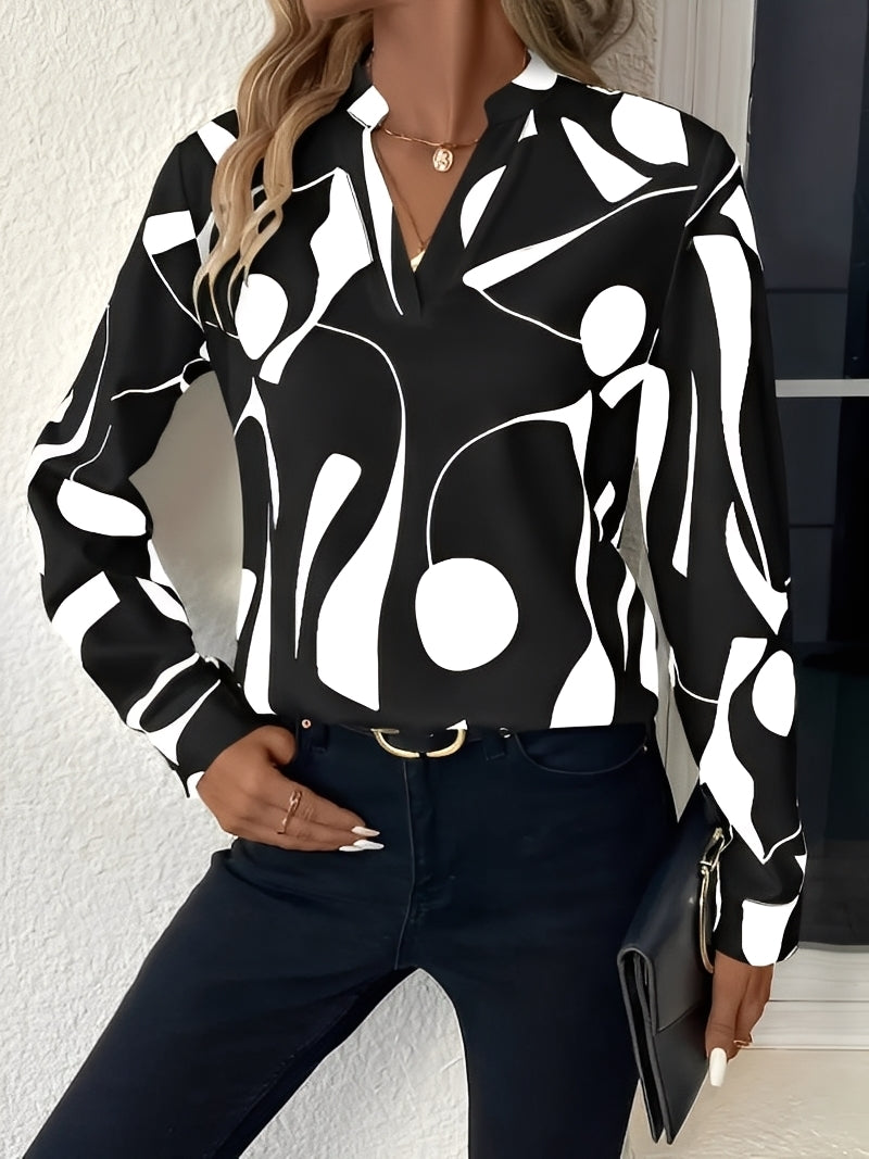 Melville - Elegante Damenbluse mit Muster und langen Ärmeln