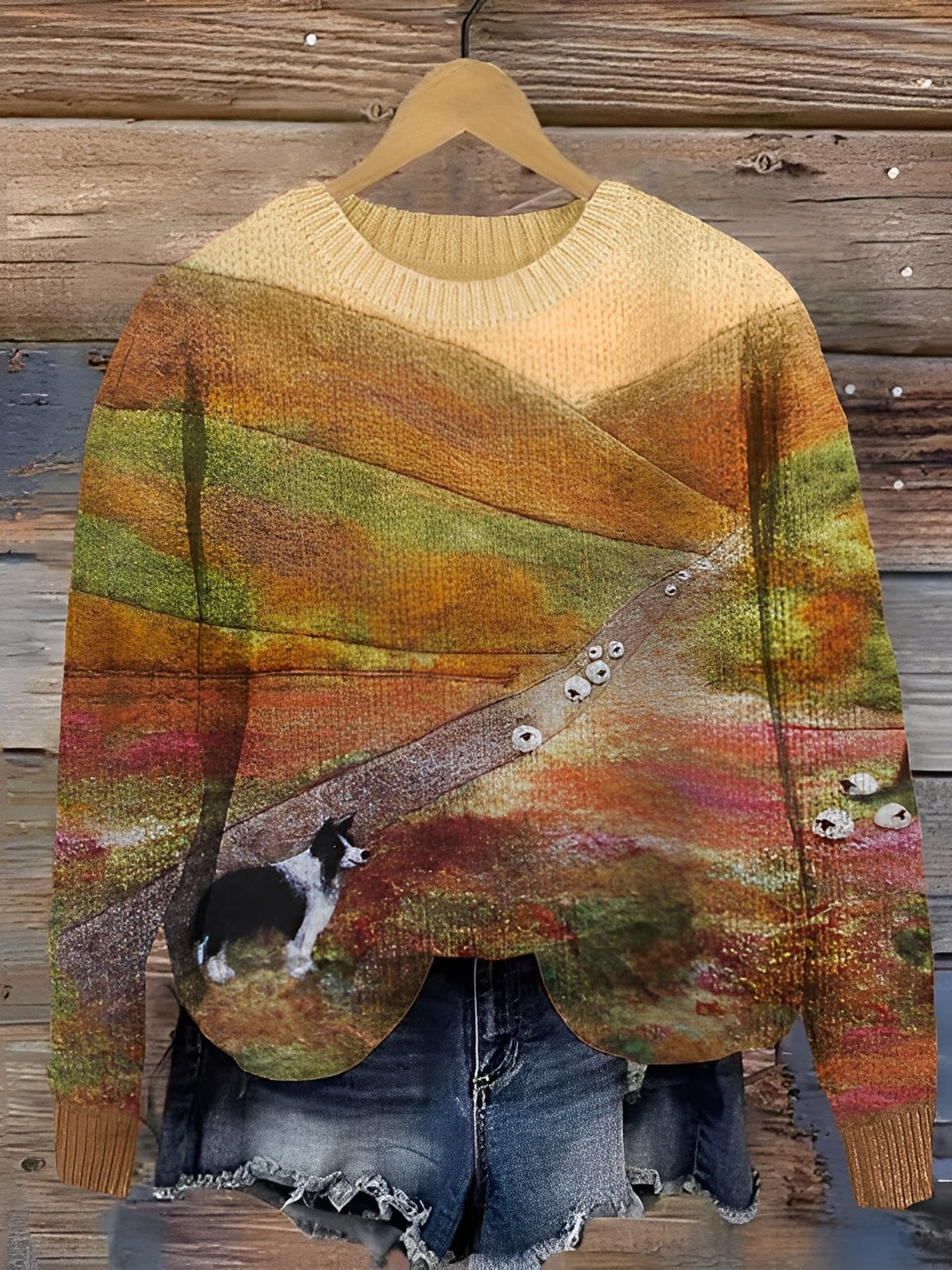 Tawnee - Warmer Wollpullover mit Druck für Damen