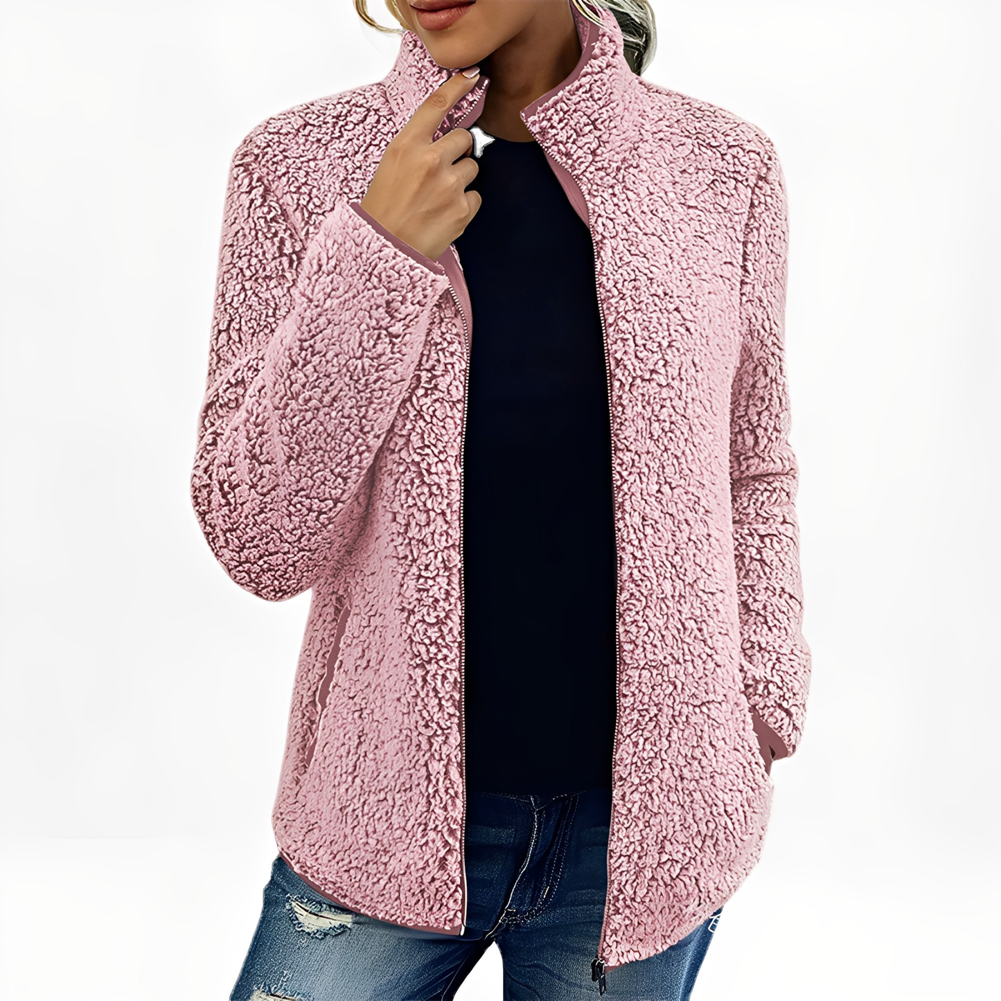 Alethea - Damen Fleece-Samtmantel im schicken Stil